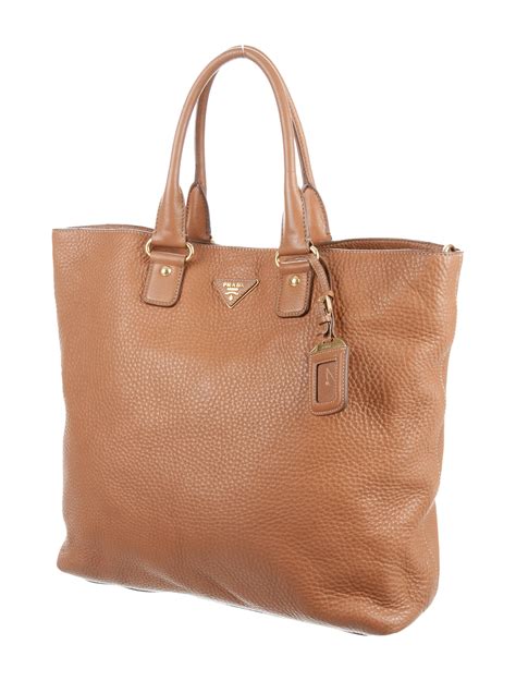 prada vitello daino leather shopping tote bag